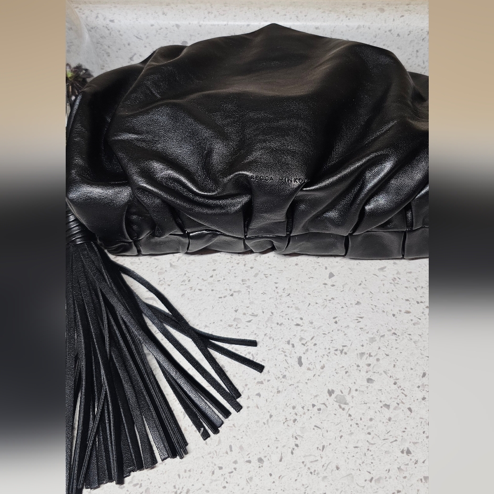 EUC Rebecca Minkoff Ruched Vegan Leather Clutch - Picture 3 of 9